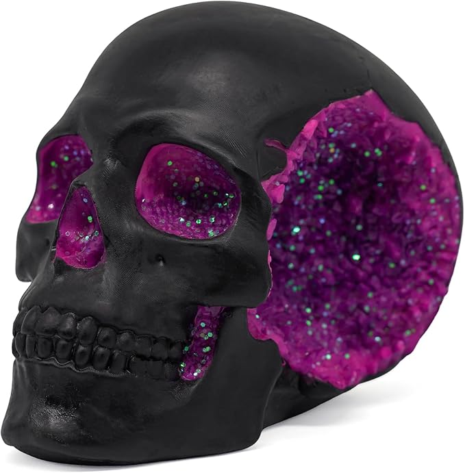 Black and Purple Resin Skull Figurine Statue. Good Gifts for Skull Lovers - skull painting