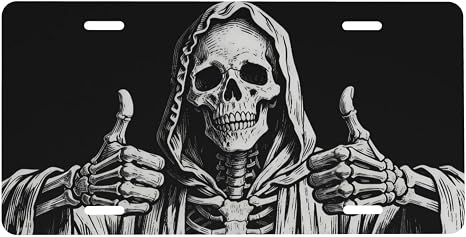 Funny Skeleton Skull Cool Front License Plate 6x12 Inch - skull plate