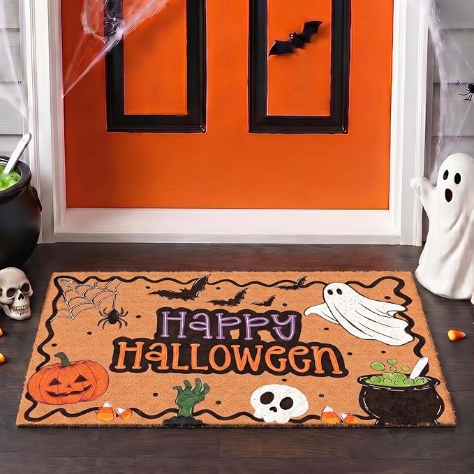 Halloween Door Mat Artificial Coir Ghost Doormat 16 x 30 Inch - skull door mat