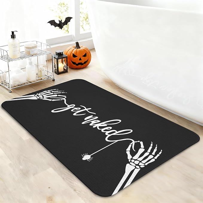 Halloween Skull Bath Mats for Bathroom 17x27 Inch Non-Slip Bath Decor Rug - skull rug