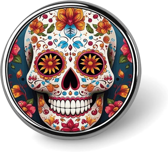 Colorful Sugar Skull Lapel Pin for Men Women Fashion Brooch Pin Cute Enamel Backpacks Metal Pinback for Hats, Shirts, Bags, Jackets & Accessories (1 Inch Round Button Pins) - skull tshirt