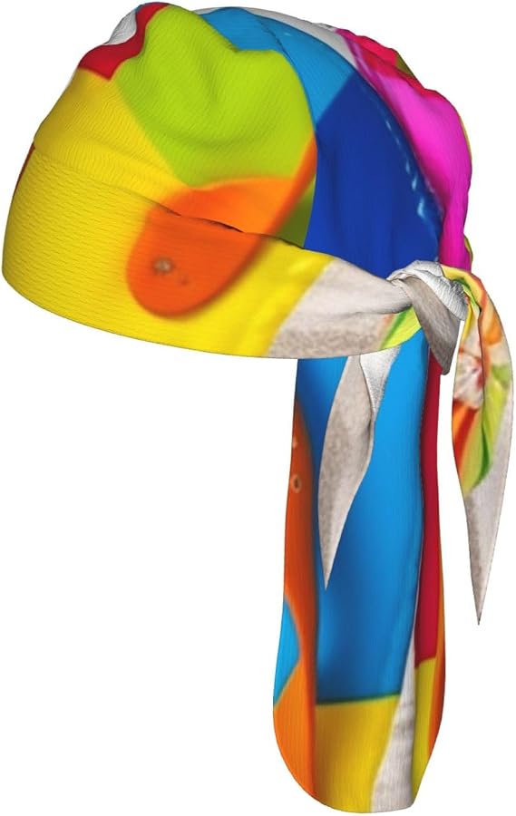 Colorful Flip Flops Beach Ball Do Rags for Men Women Skull Caps Bandana Sweat Wicking Helmet Liner, Quick Drying Cycling Cap, Breathable Head Wrap Scarf, Durags for Cycling and Motorcycling - sugar skull costume