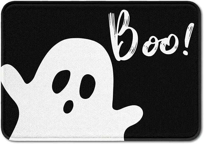 Halloween Ghost Memory Foam Bath Mats for Bathroom 16×24 Inch Non-Slip Washable Boo Bathroom Rugs Super Soft Absorbent Halloween Bath Home Decor Rug
