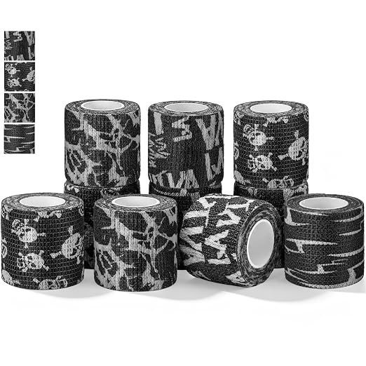 10 Rolls Weightlifting Thumb Tape 2" x 5 Yards Hook Grip - skull sticker