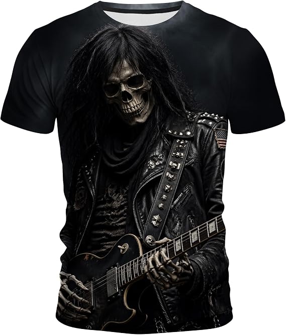 Men's Horror Graphic T-Shirt, Crew Neck Short Sleeve Summer Casual Tee, S-4XL - skull tshirt