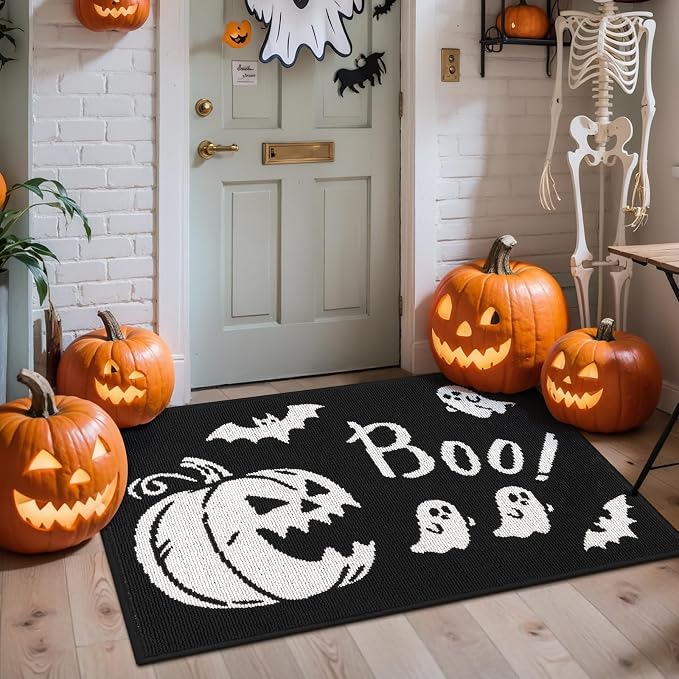 Halloween Door Mat 32″x48″ Non Slip Low Profile Machine Washable