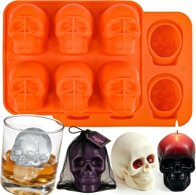 Large Skull Chocolate Mold, 2 Pack Skull Baking Molds 12-Cavity - skull ashtray