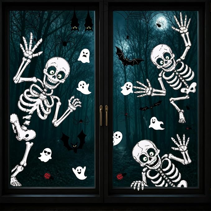 Halloween Window Clings Decor Halloween Decorations Skeleton Ghost Stickers - skull sticker