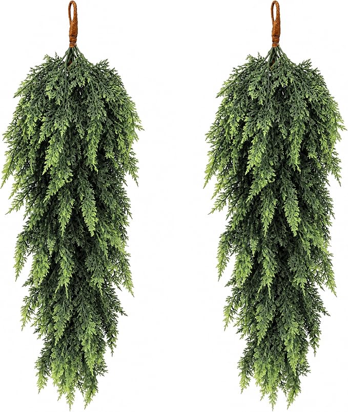 2 Pcs 32'' Artificial Christmas Teardrop Swag, Faux Greenery Door Swag - skull wreath
