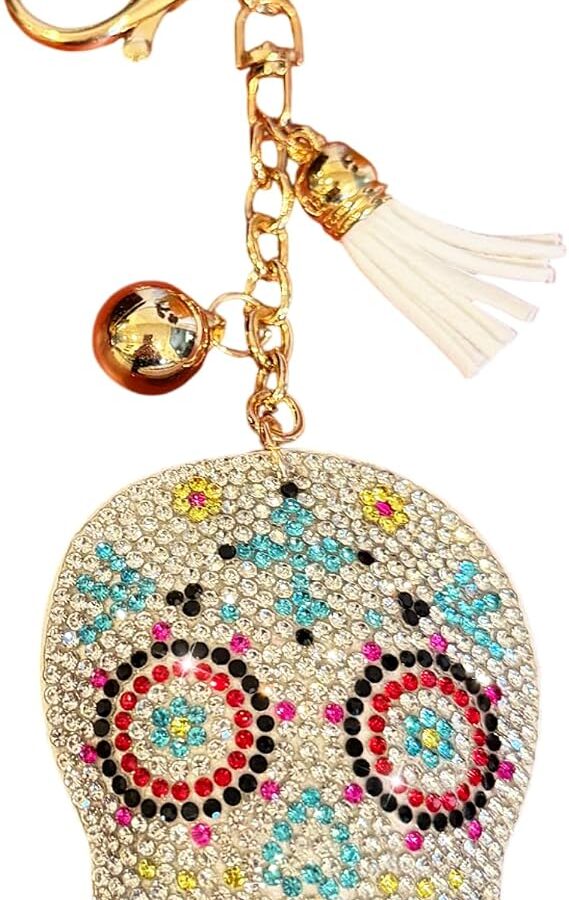 Popfizzy Crystal Keychains for Women and Girls, Bling Backpack Accessories, Bedazzled Purse Charms, Bag Charm, Handmade Gift - sugar skull handbags for sale