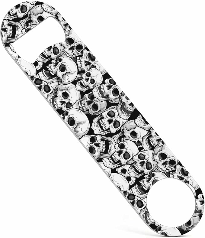 Skull Bottle Opener – Bone Skeleton Stainless Steel Beer Bottle Opener, Wall Mountable Bar Key for Home Bars, Parties, and Professional Use - skull bottle