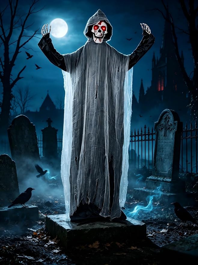 6FT Light Up Swinging Scary Skeleton Ghost Halloween Decoration - skeleton