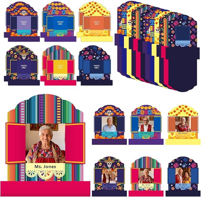 Day Of The Dead Decoration DIY Sugar Skull Picture Frame Crafts Kit, 12PCS - skull sticker