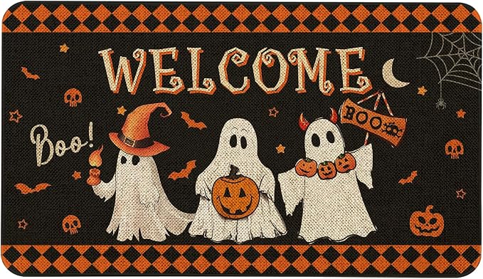 Maytycroco Halloween Ghost Welcome Door Mat 30×17 Inch for Home Decor