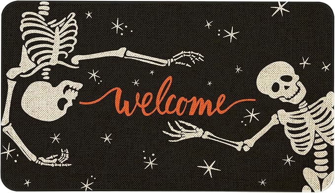 Maytycroco Halloween Skeleton Welcome Door Mat 30x17 Inch for Home Decor - skull door mat