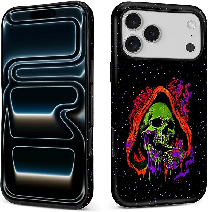 for iPhone 18 Pro Max 17 Pro Max Case, Abstract Skull Pattern Print Matte Phone Case Funny Liquid Silicone Case Impact Resistant Anti-Scratch Shockproof Protective Cover - Skull phone case