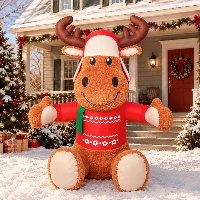 6FT Christmas Inflatable Plush Reindeer Outdoor Decorations - skull inflatable