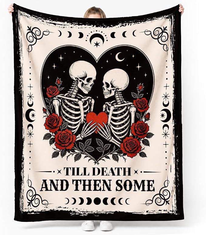 Halloween Throw Blanket, Anniversary Blanket for Her Him, 60"x50" - skull blanket