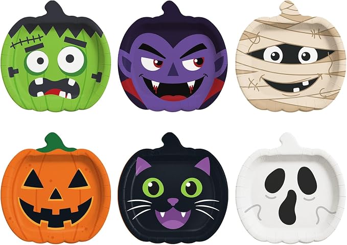 Halloween Paper Plates 9 Inch 60 Pack - skull plate