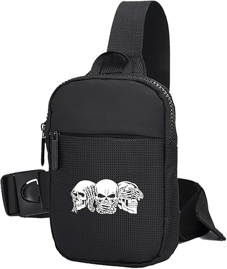 FOECBIR Mini Sling Crossbody Bag For Men Women, Waterproof Chest Bag Lightweight Shoulder Bag For Travel Sports (Triple Skull) - skull suitcase