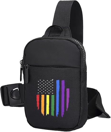 FOECBIR Mini Crossbody Bag For Men Women, Waterproof Sling Chest Bag Lightweight Phone Bag For Travel Running Sports (Pride Flag Skull) - skull suitcase