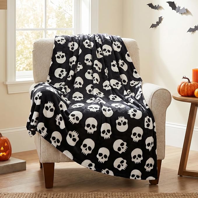 Halloween Skull Throw Blanket, W50 x L70in - skull bedding