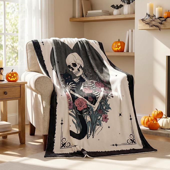 Halloween Skeleton Throw Blanket, W50 x L70in