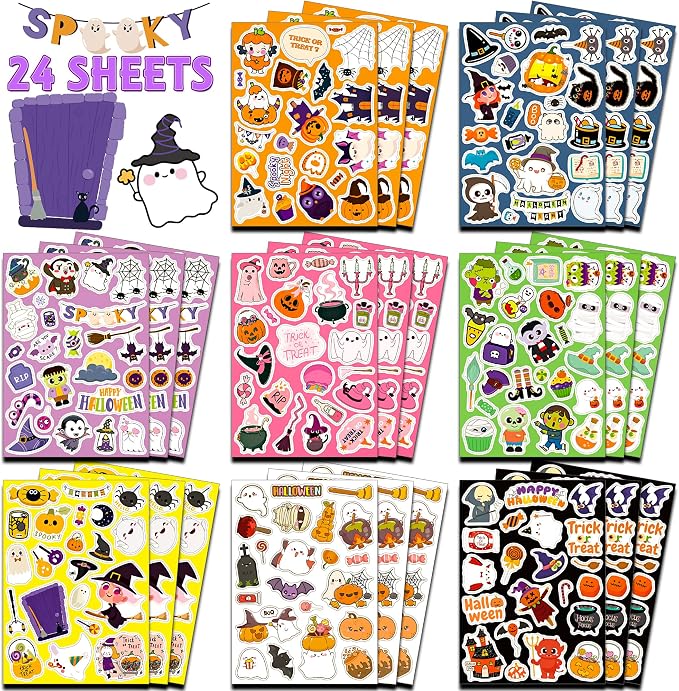 Halloween Stickers, Halloween Party Favors,Classroom Rewards Games Crafts - skull sticker