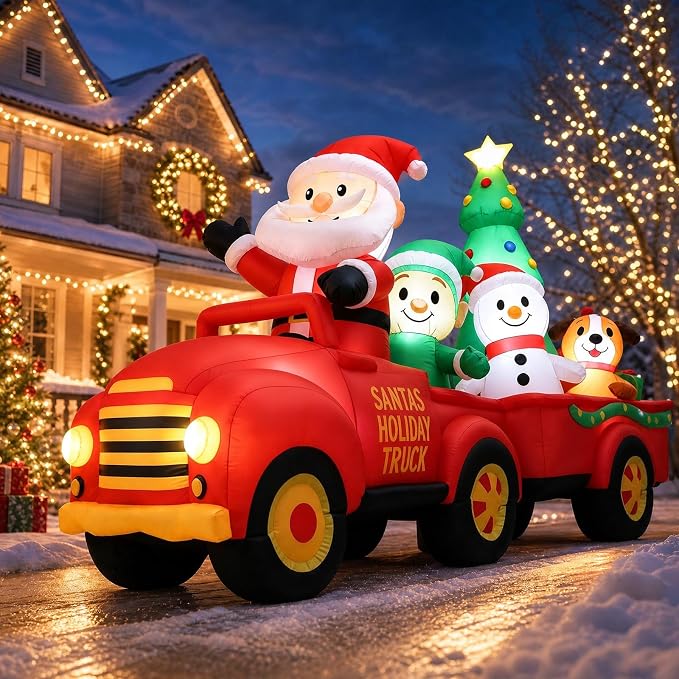10FT Christmas Inflatables Santa Holiday Truck Car Outdoor Decorations - skull inflatable