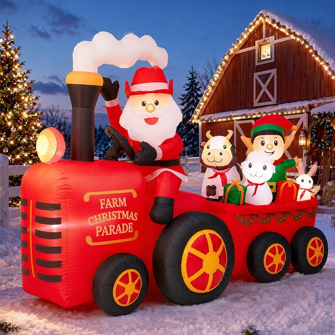 8.5FT Christmas Inflatables Santa Tractor Farm Xmas Outdoor Decorations - skull inflatable