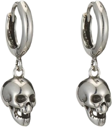 Gothic Skull Chain Hoop Drop Dangle Earrings for Women Men Punk Biker Halloween Jewelry Costume Cosplay Dainty Statement - sugar skull dress