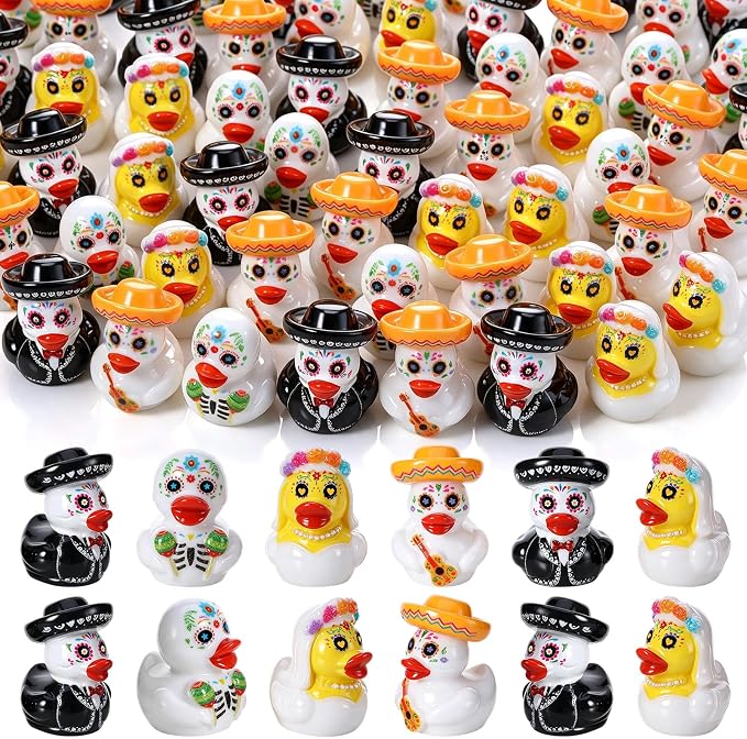 60pcs Mexico Day of The Dead Mini Resin Ducks - skull figurine