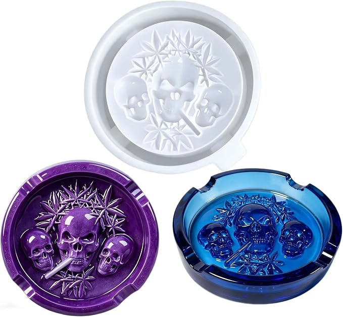 Halloween Skull Ashtray Resin Silicone Epoxy Casting Mold S1832 - skull ashtray