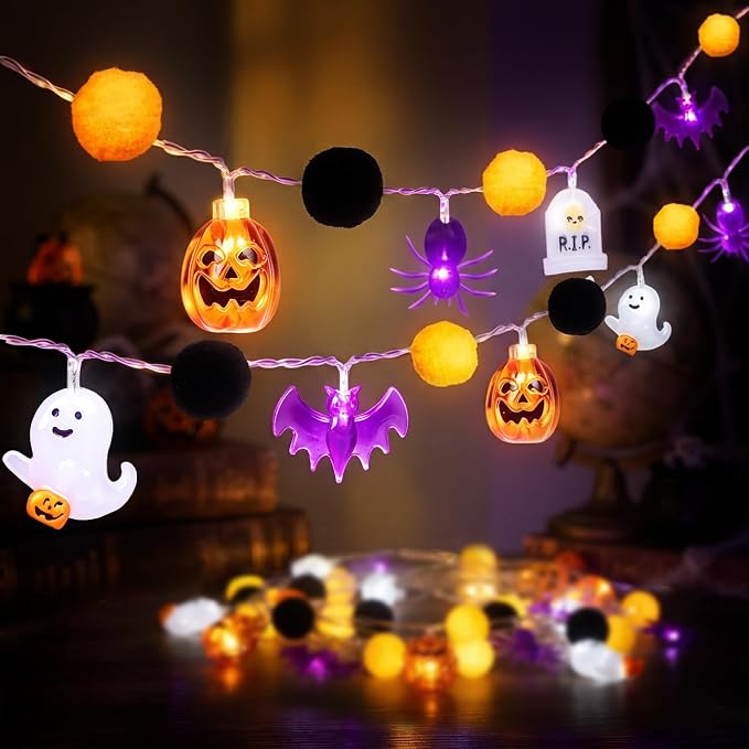 Halloween String Lights,10FT 20 LED Halloween Lights Battery Operated - string light