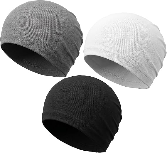 3-Pack Cooling Skull Caps for Men Women Breathable Mesh Helmet Liner Running Hats Quick Dry Beanie for Summer Cycling Wicking Gym & Winter Sun Protection - skull hat