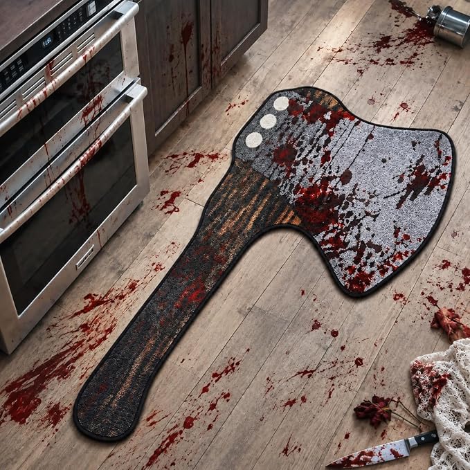 Halloween Horror Rug Bloody Axe Rug Spooky Bathroom Decor