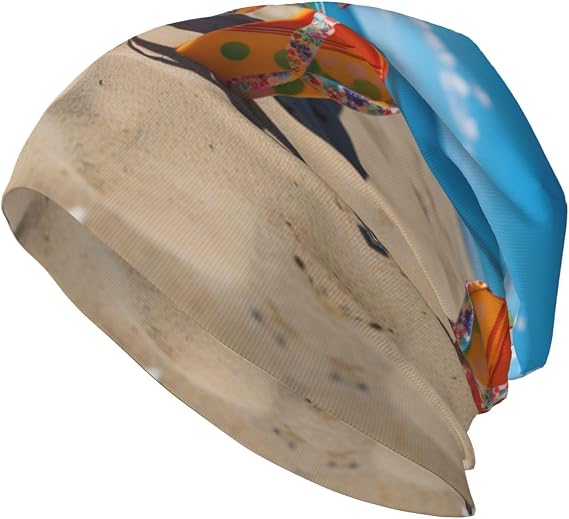 Adult Knitted Hatbeanie Knit Cap Winter Warm Skull Cap Cancer Headwear Nightcap Chemo Cap Colorful Flip Flops Beach Ball - sugar skull costume