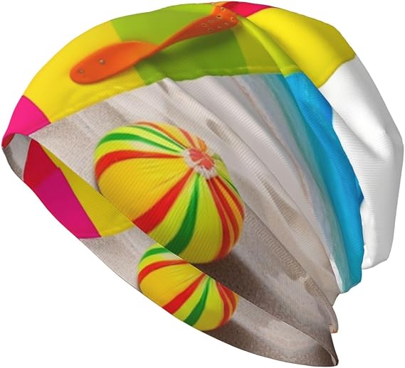 Adult Knitted Hatbeanie Knit Cap Winter Warm Skull Cap Cancer Headwear Nightcap Chemo Cap Colorful Flip Flops Beach Ball - sugar skull costume