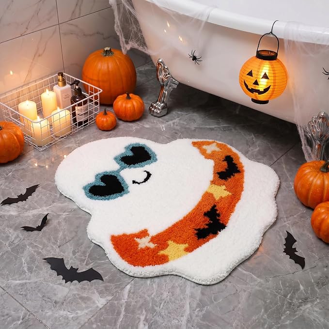 Drydiet 1 Pcs Summer Halloween Ghost Bath Rug Ghost Doormat