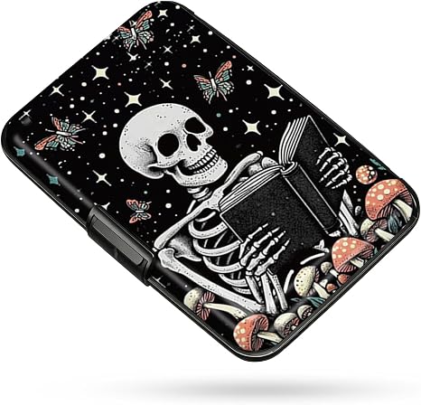 Credit Card Holder RFID Aluminum card case Skeleton mini Wallet Women Men - skull wallet