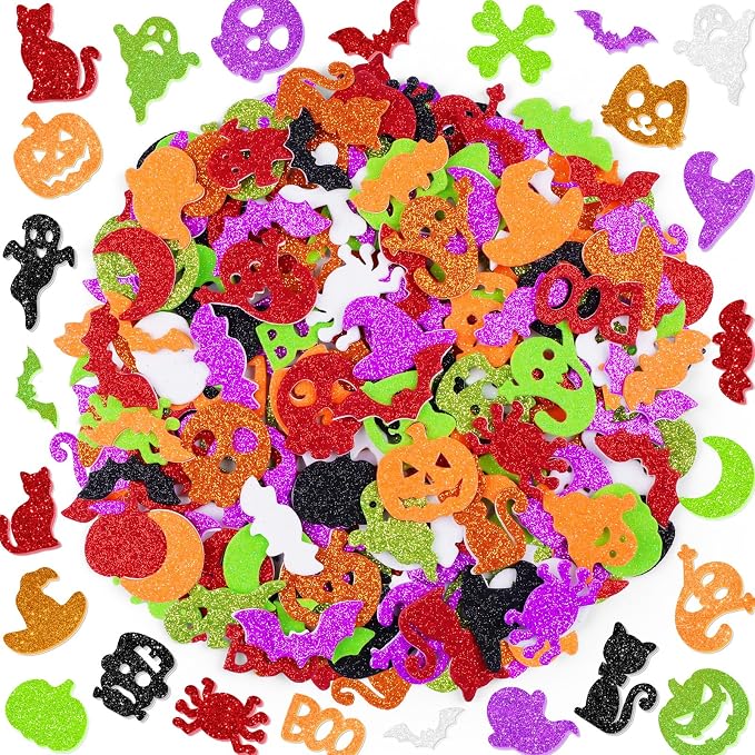 504 PCS Halloween Foam Stickers, Glitter Halloween Stickers, 8 Sheets - skull sticker