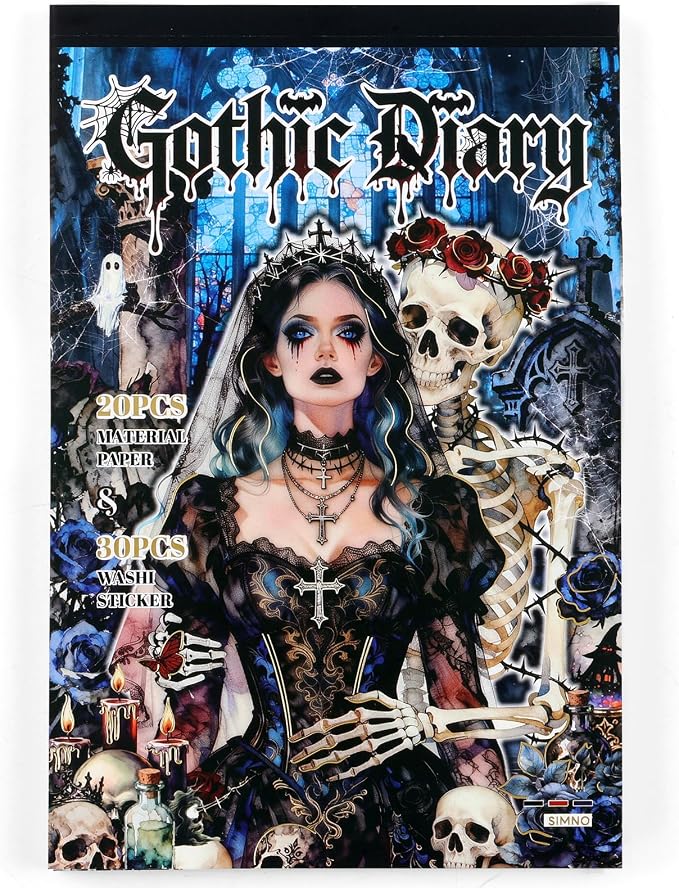 Dark Aesthetic Gothic Stickers 400 Pre-Cut Halloween Washi Stickers - skull sticker
