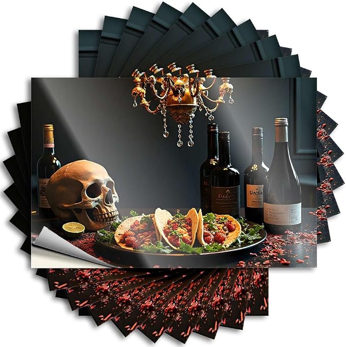 Saying Western Durable Vinyl - Skull, Tacos, Wine Bottles, Chandelier Bottle for Scooter Use(6X9CM) - skull lamp