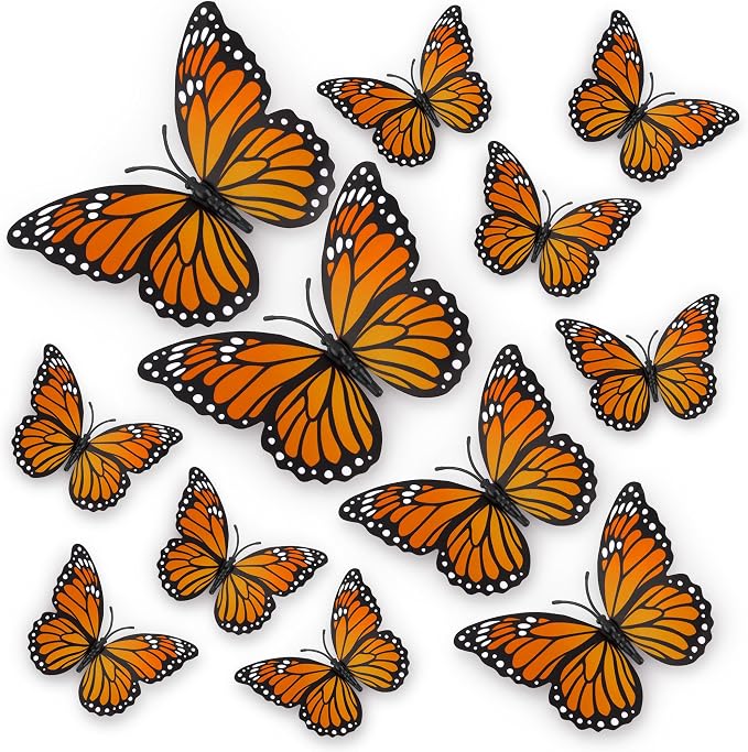 Dia De Los Muertos Decorations, Day of The Dead Decorations,Monarch Butterfly Decorations,Ofrenda Decoration for Altar 3 Size 3D Artificial Butterflies Decor for Wall Decal Craft Home Halloween,12Pcs - skull figurine