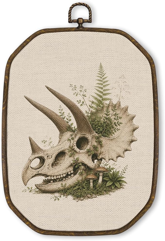 Waterside Pavilion Dinosaur Skull Octagon Wall Art Decor 10.2×7 Inch