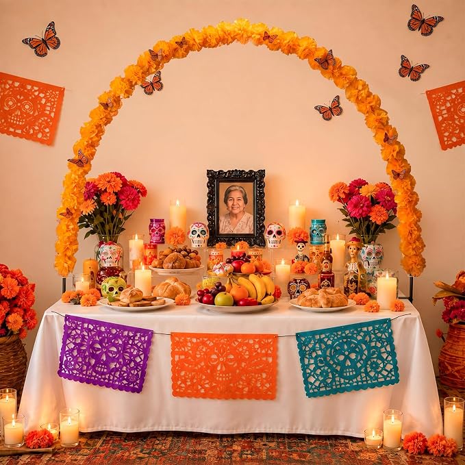 Dia De Los Muertos Decorations Marigold Garland Day of The Dead Altar Decor - skull carpet