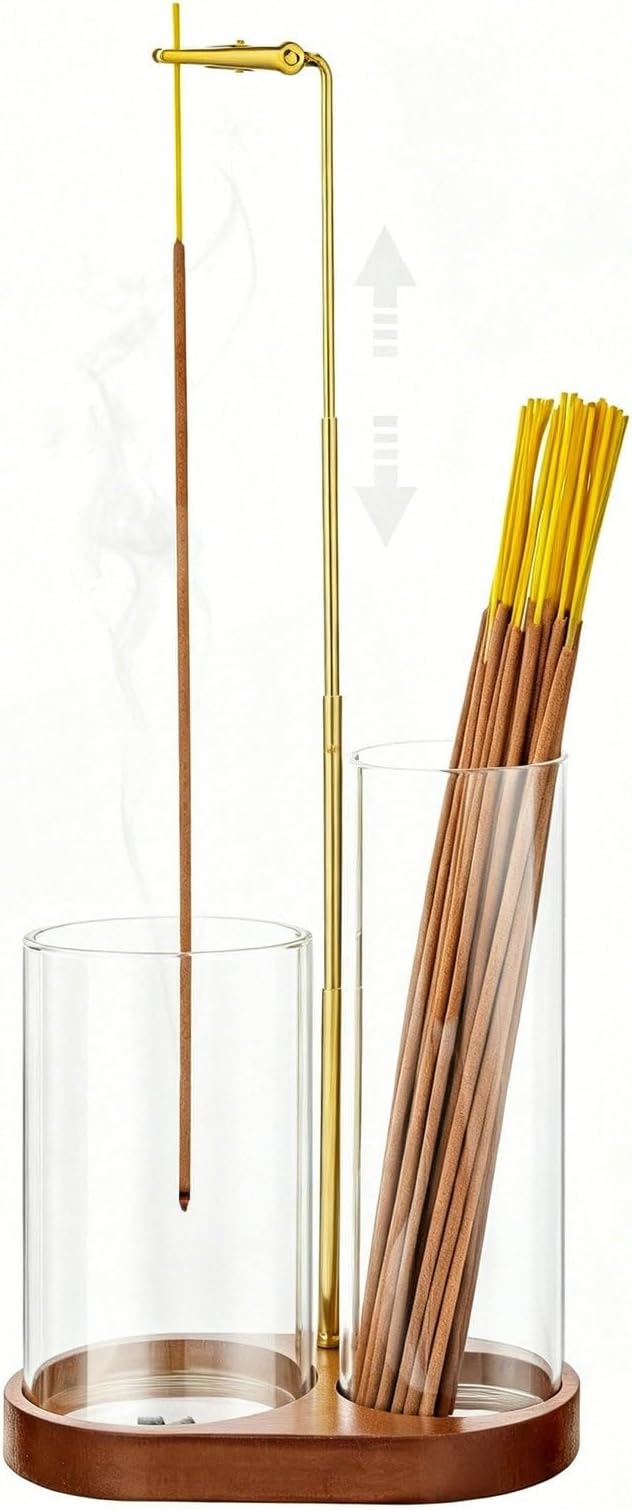 2 in 1 Incense Holder for Sticks Upside Down Anti-Ash Incense Burner with Glass Ash Catcher Incense Diffuser with Adjustable Threaded Mounting for Mediation Yoga Spa Gifts Home Decor Birthday Gifts - skull incense burner