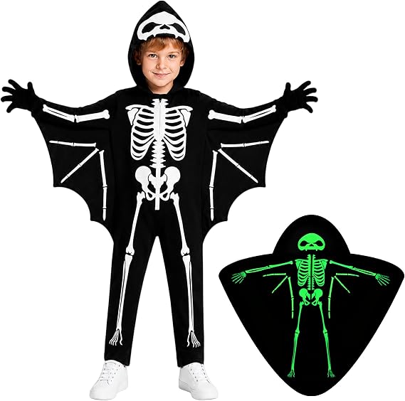 Weixinbuy Kids Skeleton Halloween Costume Toddler Glow in the Dark Outfits - skull hoodie