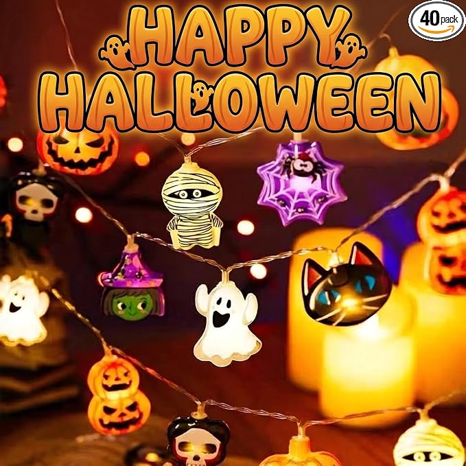 Halloween String Lights, 19.7FT 40 LED Fairy Lights, USB Powered - string light