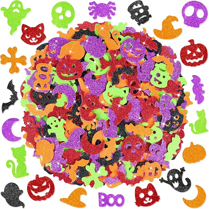 325Pcs Foam Stickers Glitter Halloween Stickers Foam Pumpkin for Kid Crafts - skull sticker